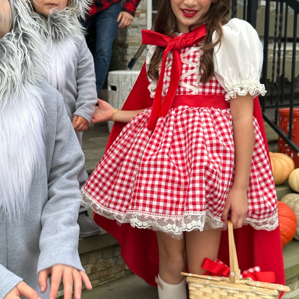 Red Gingham Little Red Riding Hood Custom Costume for Kids